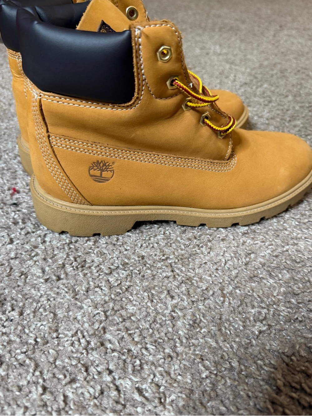 Timberland Kids Wheat Lace-Up Nubuck Boots with Black Collar